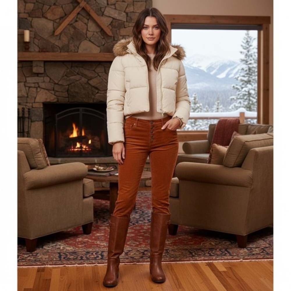 CAbi 3927 Button fly Corduroy Pants copper rust size 10